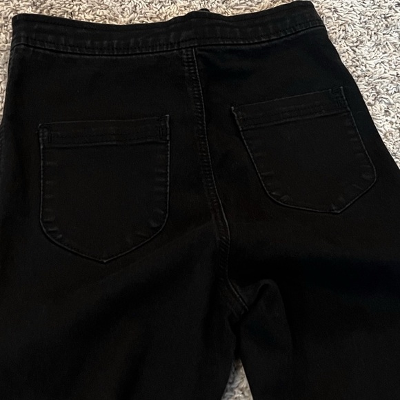ASOS High Rise Skinny Jeans Pants Solid Black Distressed Size 26 Waist Stretchy - Picture 9 of 10